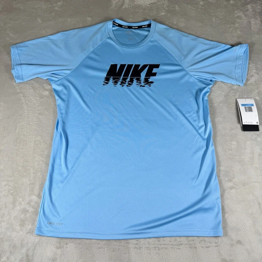 Nike Swim Mens M Dri-FIT Performance Shirt UV Protection Blue Sun Tee New